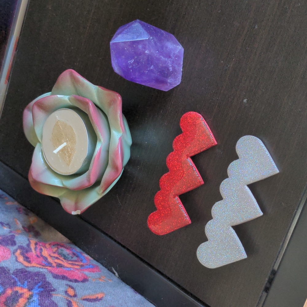 Glitter Heart Barrette Set